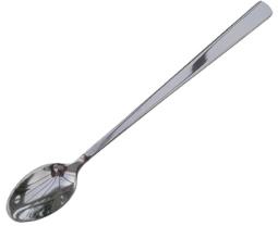 Long handle stainless steel latte spoon.